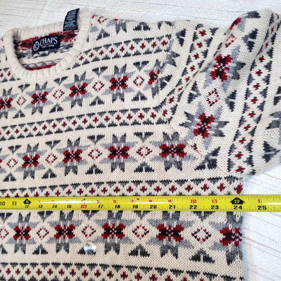 Chaps Mens NWT Knit Sweater XL Cotton Wool Blend Fair Isle Winter Snowflakes - Picture 13 of 14